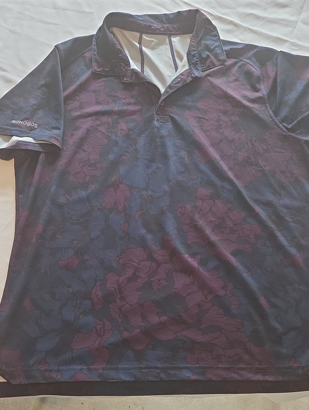 Bonobos Floral-Print Polo in Purple and Navy